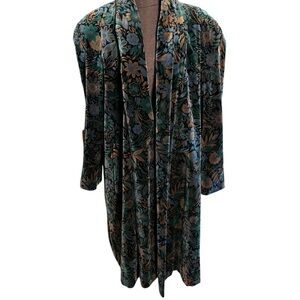 Portrait Brand Vintage Floral Cotton Velvet Shawl Collar Coat Large